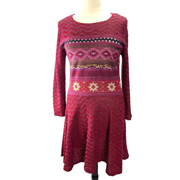 Boho Parisian ANTHROPOLOGIE Midi Crochet Knit Dress, Women’s Size XL - Picture 2 of 9